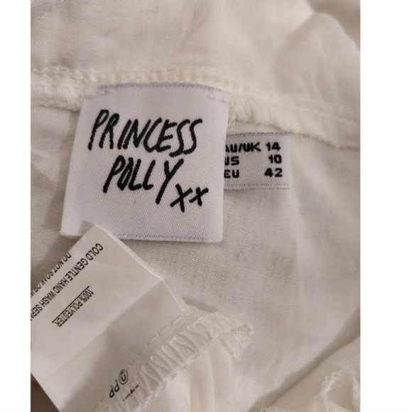 Princess Polly Dawning White Ruffle Plunge Babydoll Swing Dress Womens Size 10 - Picture 8 of 8